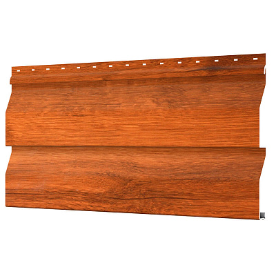 Сайдинг металлический (металлосайдинг) Корабельная доска Printech под дерево Кедр Темный SteelArt для фасада дома