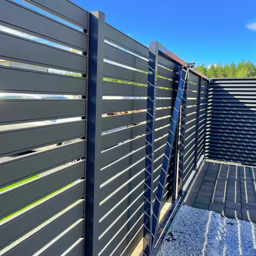 Фото 5 Забор ранчо-жалюзи комбинированный RAL7024 МАТТЕ Серый Графит