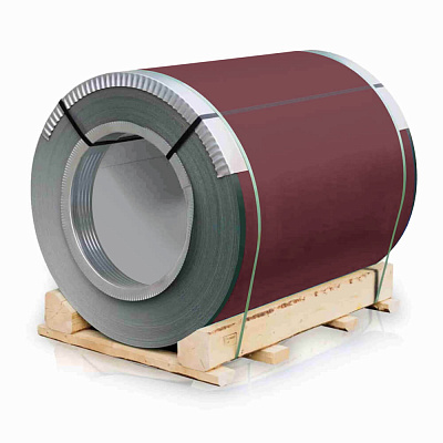 Рулон стали полиэстер RAL3005 Красное Вино 0.45х1250мм закрытый