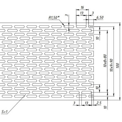 Вентиляционная ПВХ лента карниза чертеж профиля